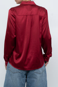 Vintage x LILYSILK Burgundy Silk Blouse (XS-M)