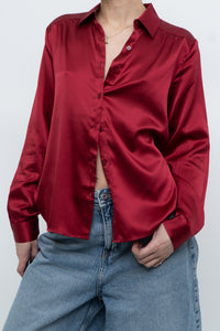Vintage x LILYSILK Burgundy Silk Blouse (XS-M)