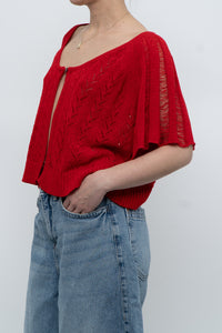 Vintage x Red Knit Eyelet Cardigan (XS-L)