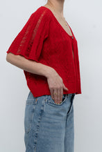 Load image into Gallery viewer, Vintage x Red Knit Eyelet Cardigan (XS-L)