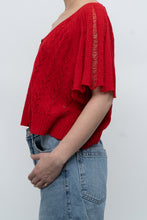 Load image into Gallery viewer, Vintage x Red Knit Eyelet Cardigan (XS-L)