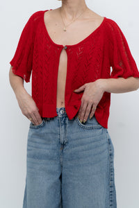 Vintage x Red Knit Eyelet Cardigan (XS-L)