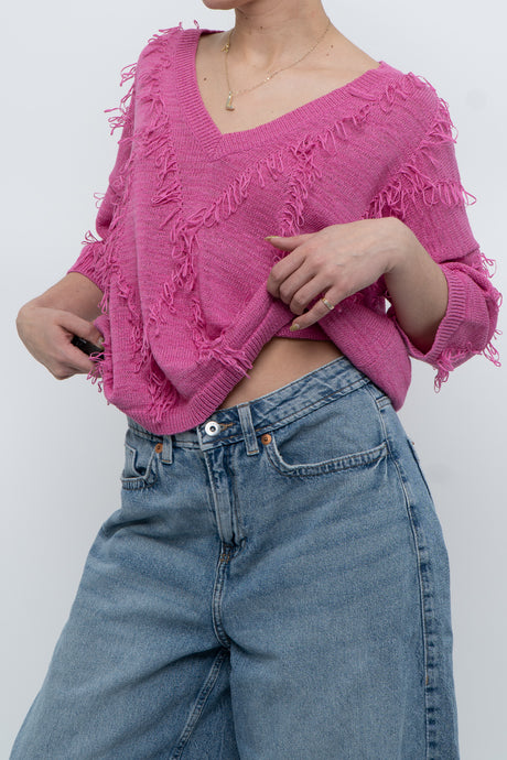 GERRY WEBBER x Pink Frayed Knit Sweater (XS-L)