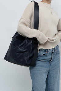 ALL SAINTS x Navy Leather Oversized Purse