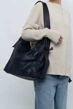 Load image into Gallery viewer, ALL SAINTS x Navy Leather Oversized Purse