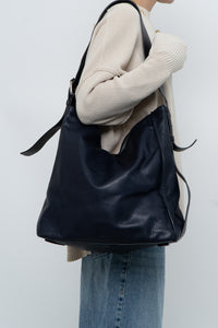 ALL SAINTS x Navy Leather Oversized Purse