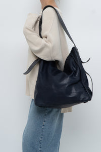 ALL SAINTS x Navy Leather Oversized Purse