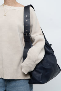 ALL SAINTS x Navy Leather Oversized Purse