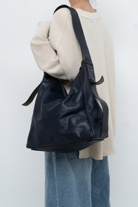 ALL SAINTS x Navy Leather Oversized Purse