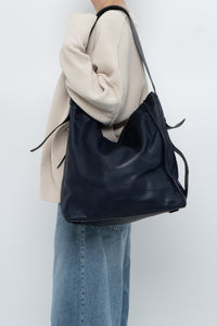 ALL SAINTS x Navy Leather Oversized Purse