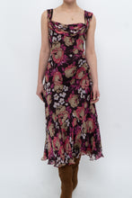 Load image into Gallery viewer, Vintage x Dark Brown Floral Pure Silk Dress (M)