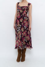 Load image into Gallery viewer, Vintage x Dark Brown Floral Pure Silk Dress (M)