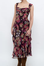 Load image into Gallery viewer, Vintage x Dark Brown Floral Pure Silk Dress (M)