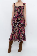 Load image into Gallery viewer, Vintage x Dark Brown Floral Pure Silk Dress (M)