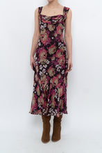 Load image into Gallery viewer, Vintage x Dark Brown Floral Pure Silk Dress (M)
