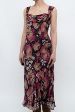 Load image into Gallery viewer, Vintage x Dark Brown Floral Pure Silk Dress (M)