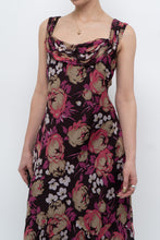 Load image into Gallery viewer, Vintage x Dark Brown Floral Pure Silk Dress (M)