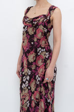 Load image into Gallery viewer, Vintage x Dark Brown Floral Pure Silk Dress (M)