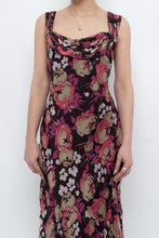 Load image into Gallery viewer, Vintage x Dark Brown Floral Pure Silk Dress (M)
