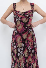 Load image into Gallery viewer, Vintage x Dark Brown Floral Pure Silk Dress (M)