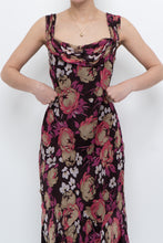 Load image into Gallery viewer, Vintage x Dark Brown Floral Pure Silk Dress (M)