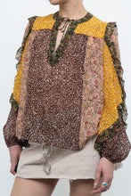 Load image into Gallery viewer, ULLA JOHNSON x Silk Patterned Frilly Blouse (XS, S)