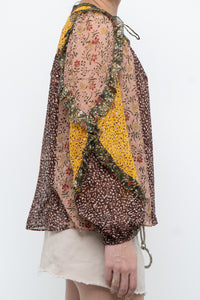 ULLA JOHNSON x Silk Patterned Frilly Blouse (XS, S)