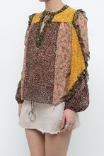 Load image into Gallery viewer, ULLA JOHNSON x Silk Patterned Frilly Blouse (XS, S)