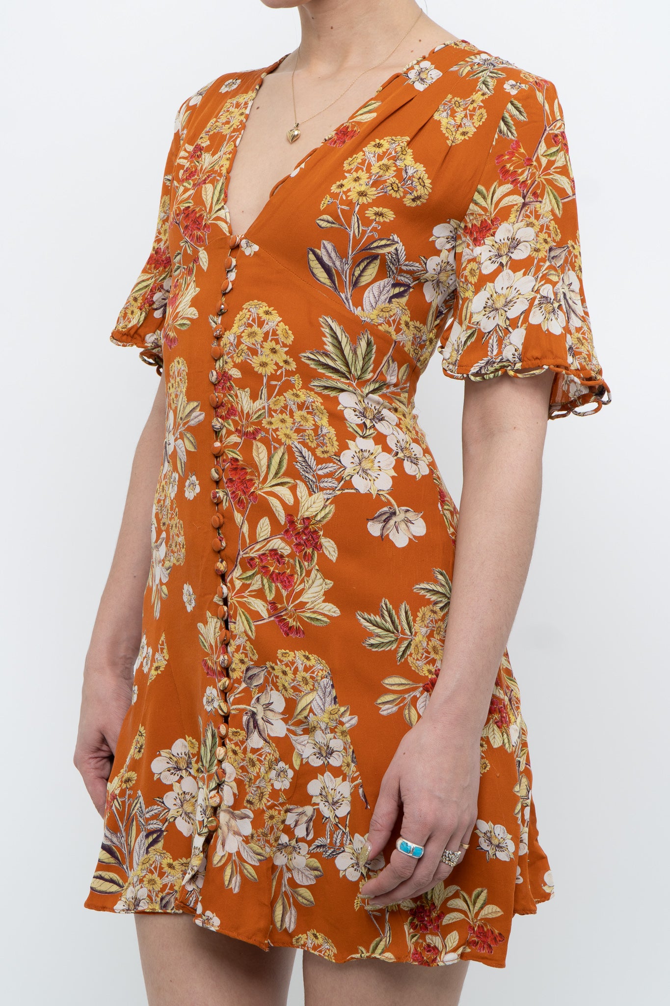 NICHOLAS x Orange Floral Pure Silk Mini Dress (S)