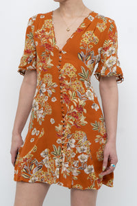 NICHOLAS x Orange Floral Pure Silk Mini Dress (S)