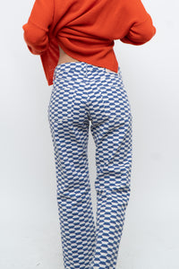 LISA SAYS GAH x Blue, White Checkered Pant (XS, S)