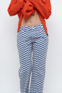 LISA SAYS GAH x Blue, White Checkered Pant (XS, S)