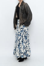 Load image into Gallery viewer, Vintage x Cream, Blue Floral Linen Maxi Skirt (M)