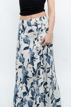 Load image into Gallery viewer, Vintage x Cream, Blue Floral Linen Maxi Skirt (M)