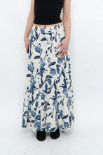 Load image into Gallery viewer, Vintage x Cream, Blue Floral Linen Maxi Skirt (M)