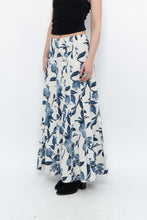 Load image into Gallery viewer, Vintage x Cream, Blue Floral Linen Maxi Skirt (M)