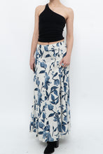 Load image into Gallery viewer, Vintage x Cream, Blue Floral Linen Maxi Skirt (M)