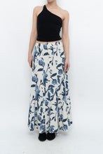 Load image into Gallery viewer, Vintage x Cream, Blue Floral Linen Maxi Skirt (M)
