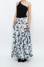 Load image into Gallery viewer, Vintage x Cream, Blue Floral Linen Maxi Skirt (M)
