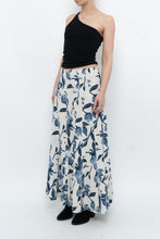 Load image into Gallery viewer, Vintage x Cream, Blue Floral Linen Maxi Skirt (M)