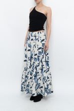 Load image into Gallery viewer, Vintage x Cream, Blue Floral Linen Maxi Skirt (M)