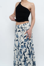 Load image into Gallery viewer, Vintage x Cream, Blue Floral Linen Maxi Skirt (M)