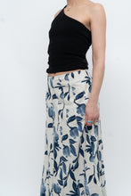 Load image into Gallery viewer, Vintage x Cream, Blue Floral Linen Maxi Skirt (M)