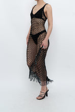 Load image into Gallery viewer, Vintage x Black irridescent Beaded Crochet Dress (S)