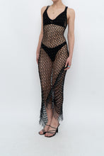 Load image into Gallery viewer, Vintage x Black irridescent Beaded Crochet Dress (S)