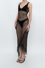 Load image into Gallery viewer, Vintage x Black irridescent Beaded Crochet Dress (S)