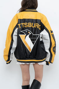 Vintage x NHL PITTSBURG PENGUINS Leather Varsity Bomber (M-XL)
