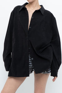 Vintage x Black Suede Effect Buttonup (S-XL)