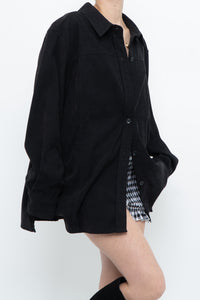 Vintage x Black Suede Effect Buttonup (S-XL)