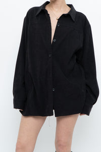 Vintage x Black Suede Effect Buttonup (S-XL)
